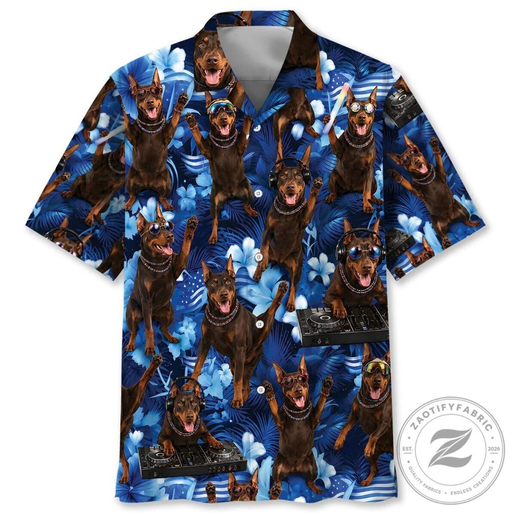 Doberman Pinscher DJ Party Tropical Hawaiian Shirt for Men and Women 22 Doberman Pinscher DJ Party Tropical Hawaiian Shirt for Men and Women
