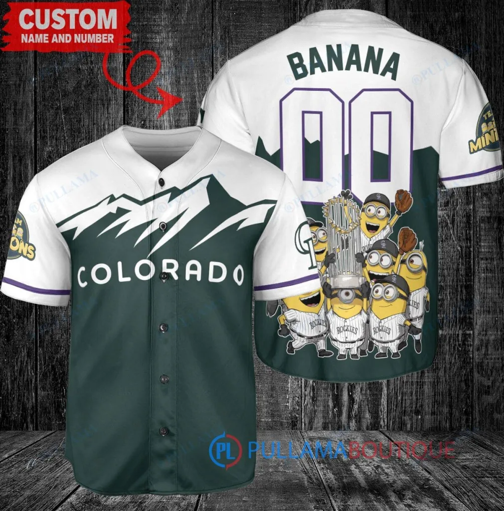 Colorado Rockies Baseball Minions World Series Champions Custom Baseball Jersey 25 Colorado Rockies Baseball Minions World Series Champions Custom Baseball Jersey