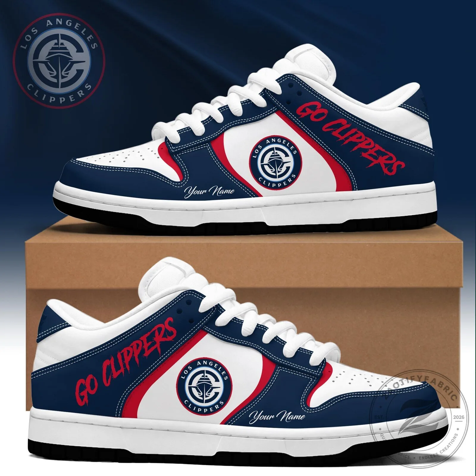 Los Angeles Clippers Go Clippers Custom Name Team Sneakers Shoes
