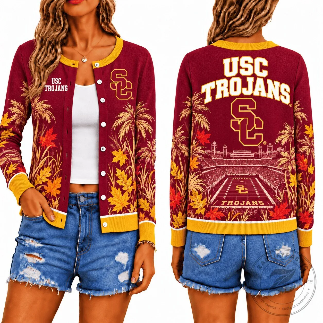USC Trojans Fall Season Stadium Design Women's Cardigan Jacket