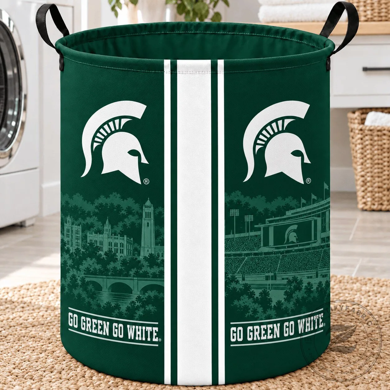 Michigan State Spartans Go Green Go White Football Fan Laundry Basket