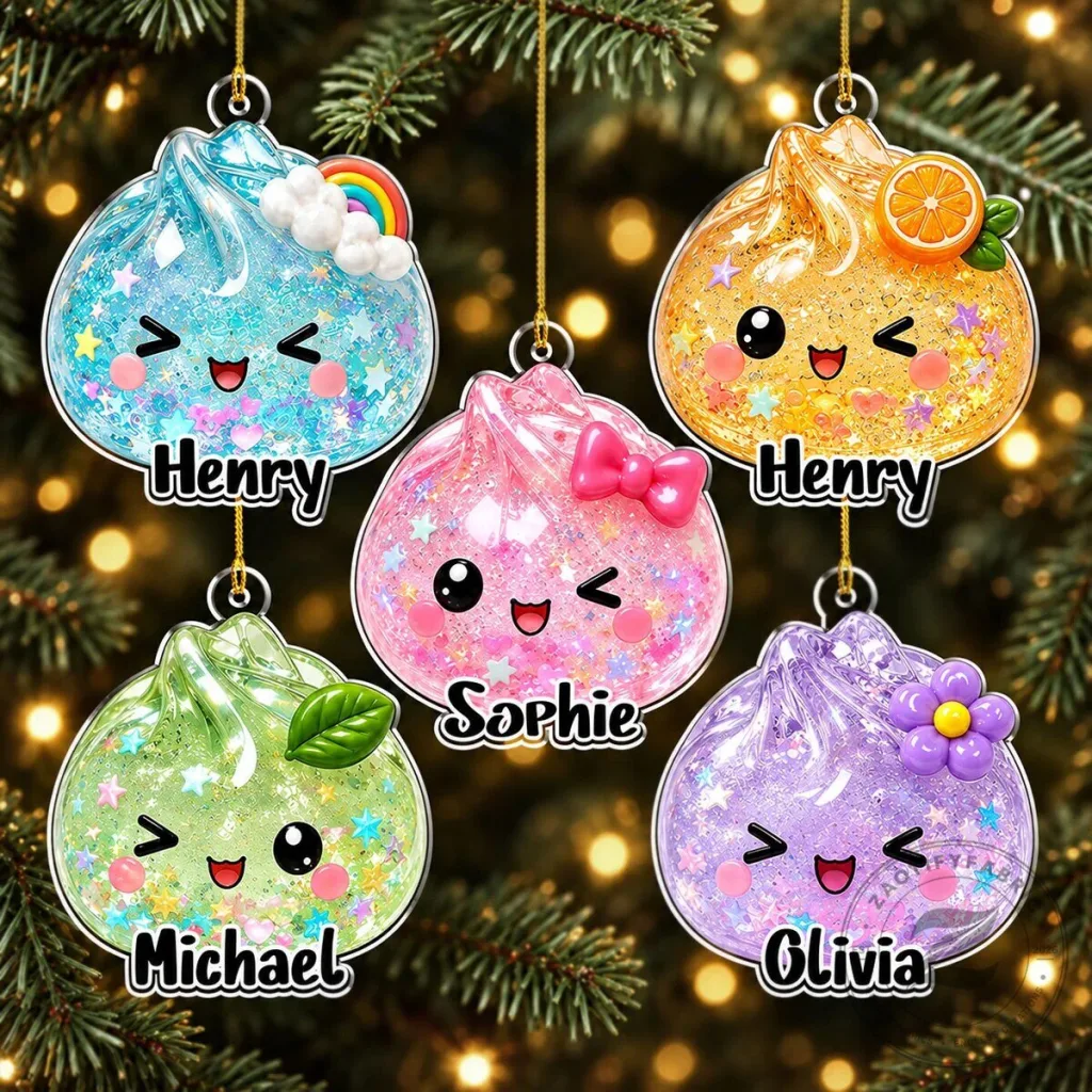 Personalized Cute Dumpling Squishy Christmas Tree Ornament with Custom Name 19 Personalized Cute Dumpling Squishy Christmas Tree Ornament with Custom Name