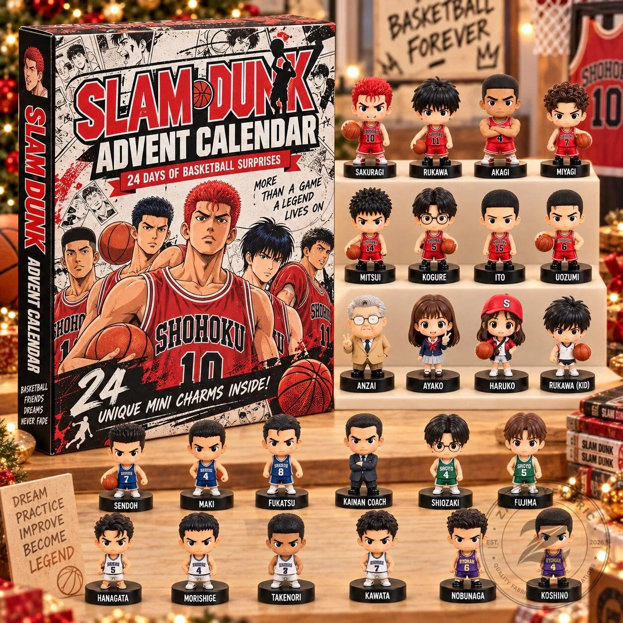 Slam Dunk Anime Basketball Advent Calendar 24 Unique Mini Charms 2D 2 Slam Dunk Anime Basketball Advent Calendar 24 Unique Mini Charms