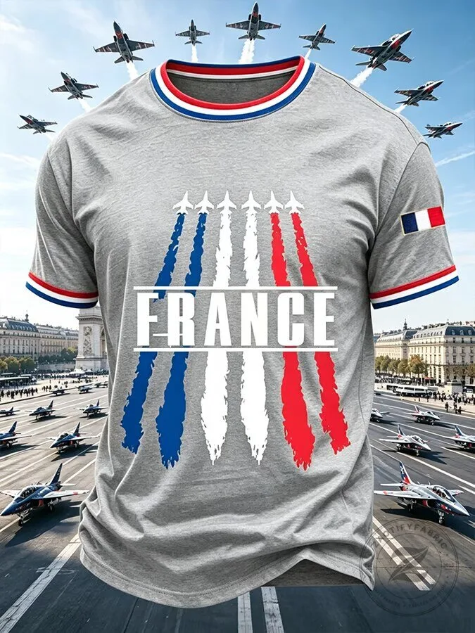 France National Day 14th July Jet Fighter Patriotic Men's T-Shirt 7 France National Day 14th July Jet Fighter Patriotic Men