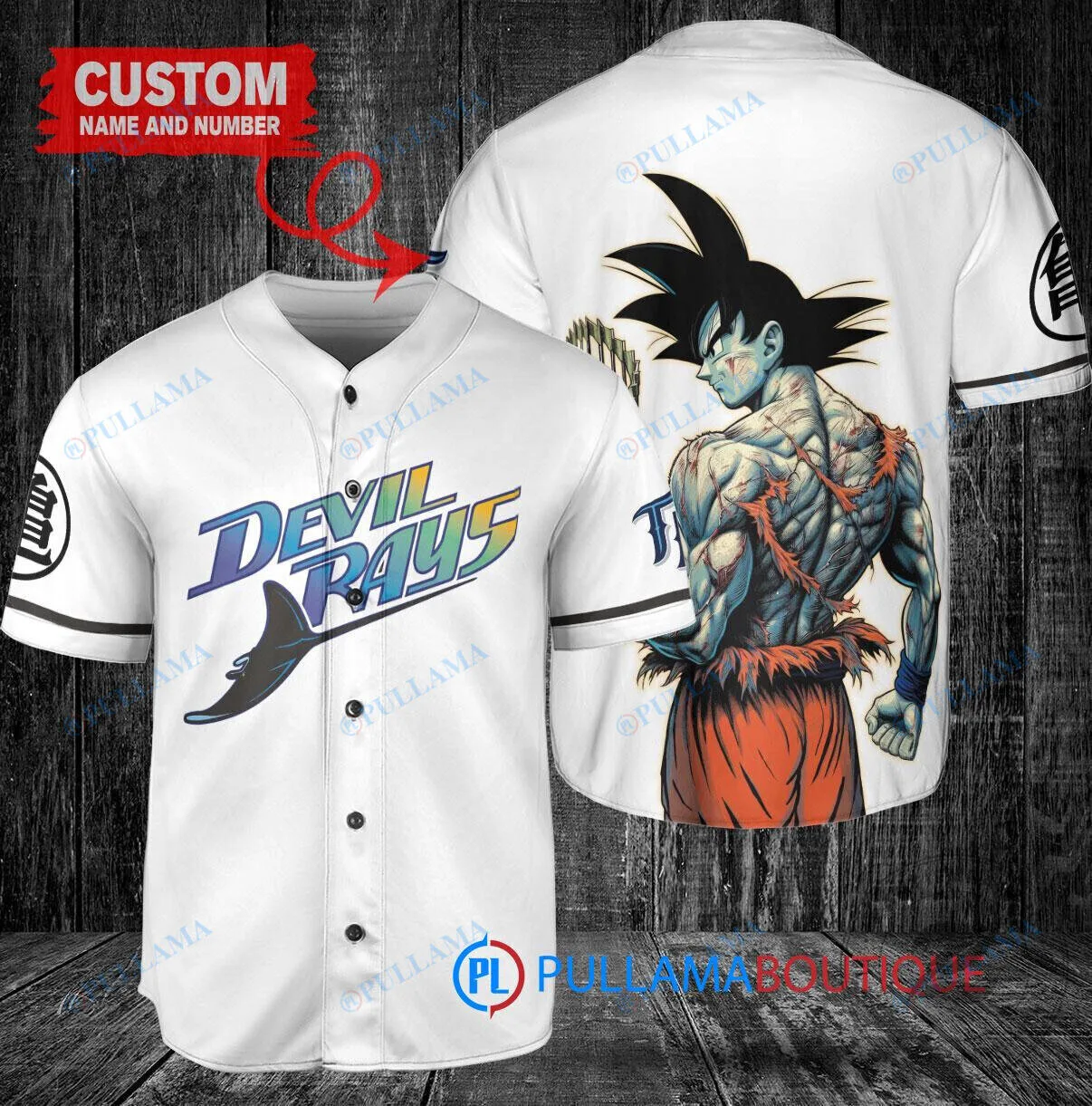 Tampa Bay Rays Baseball Son Goku Super Saiyan Dragon Ball Z World Series Trophy Baseball Jersey