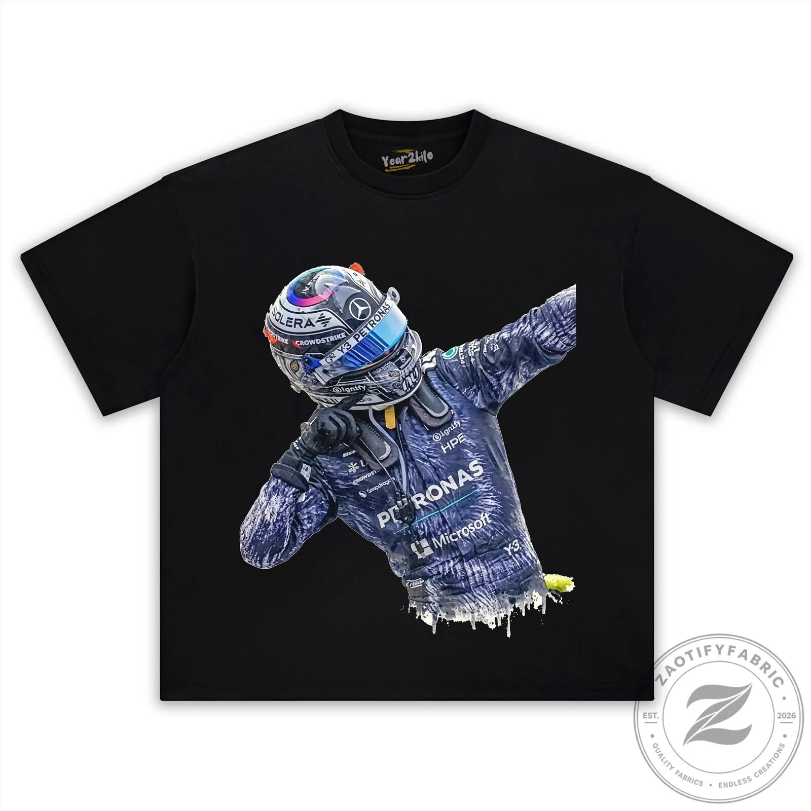 Black T-Shirt with Kimi Antonelli Graphic – Formula One Racing Driver Design