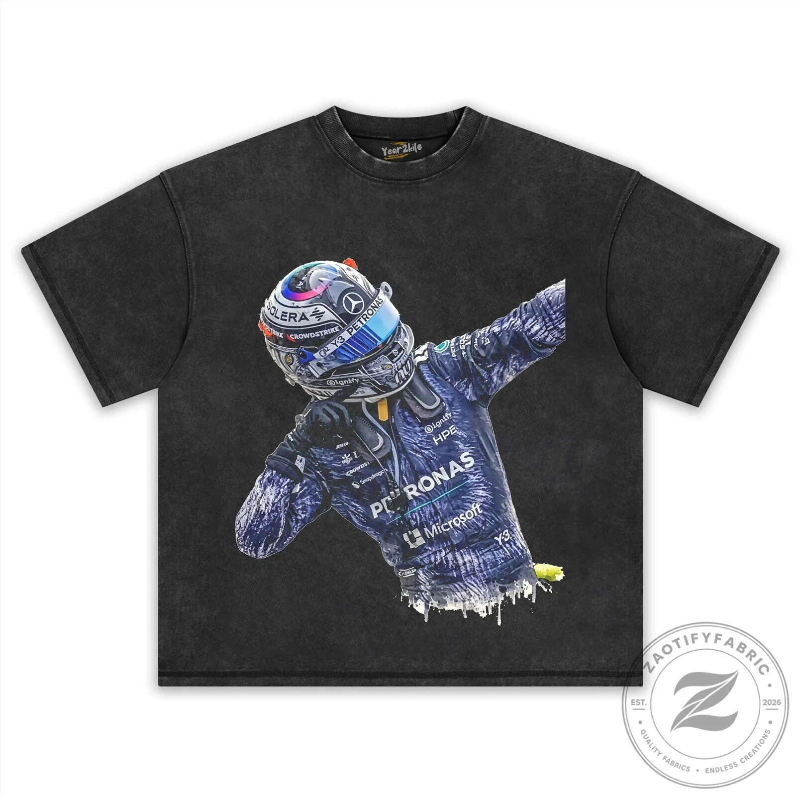 Black T-Shirt with Kimi Antonelli Graphic - Formula One Racing Driver Design 12 Black T-Shirt with Kimi Antonelli Graphic - Formula One Racing Driver Design