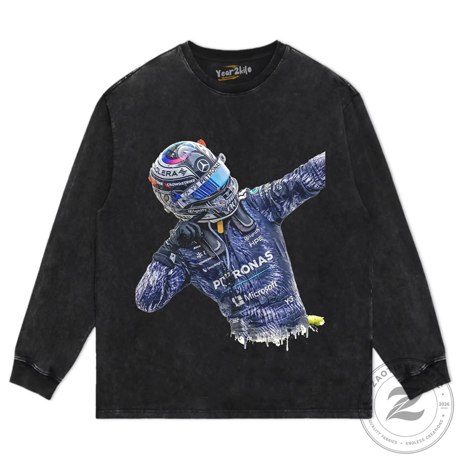 Black T-Shirt with Kimi Antonelli Graphic - Formula One Racing Driver Design 16 Black T-Shirt with Kimi Antonelli Graphic - Formula One Racing Driver Design