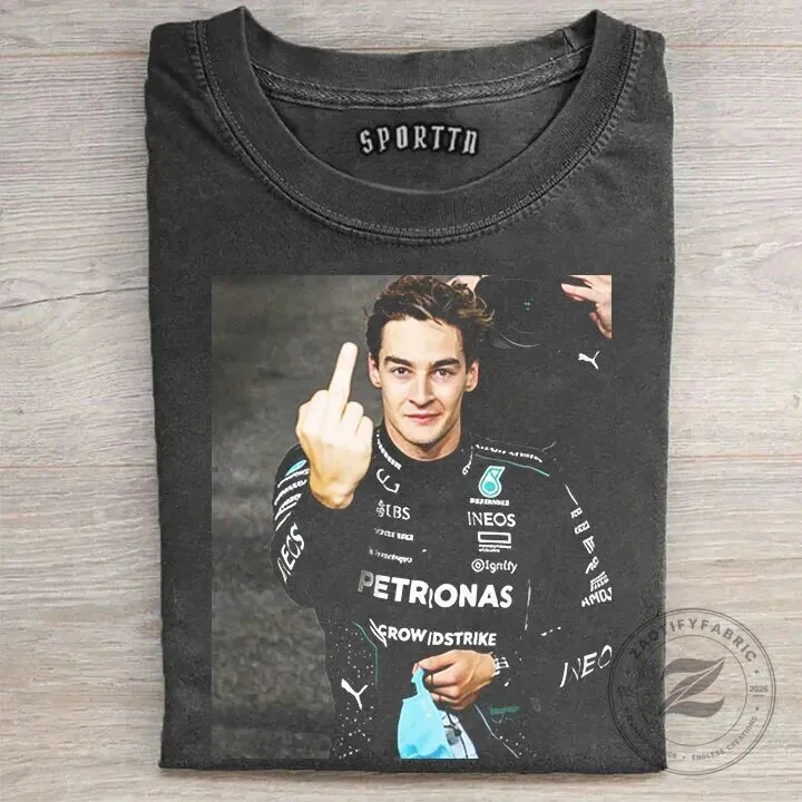 Black Graphic Tee featuring George Russell, Formula One Racing Driver
