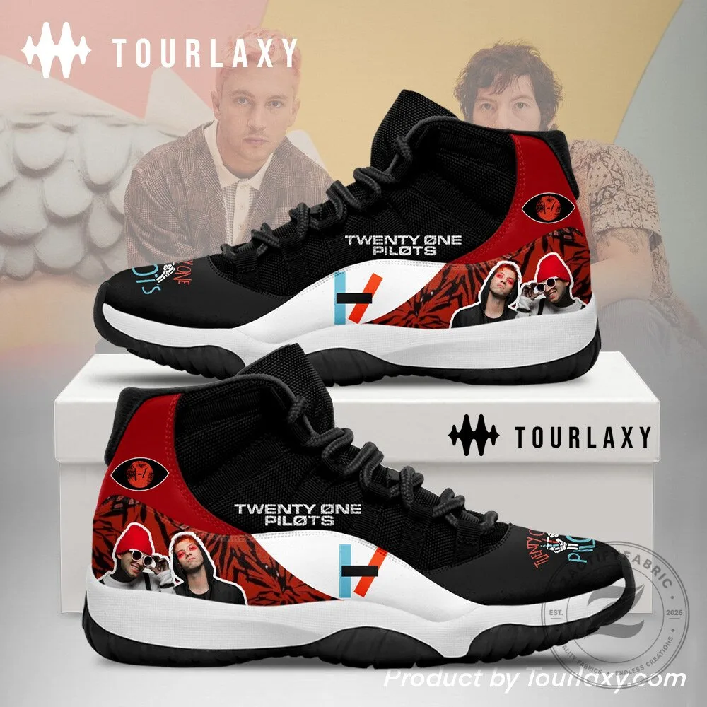 Twenty One Pilots Clancy Tour Black and Red High Top Sneakers