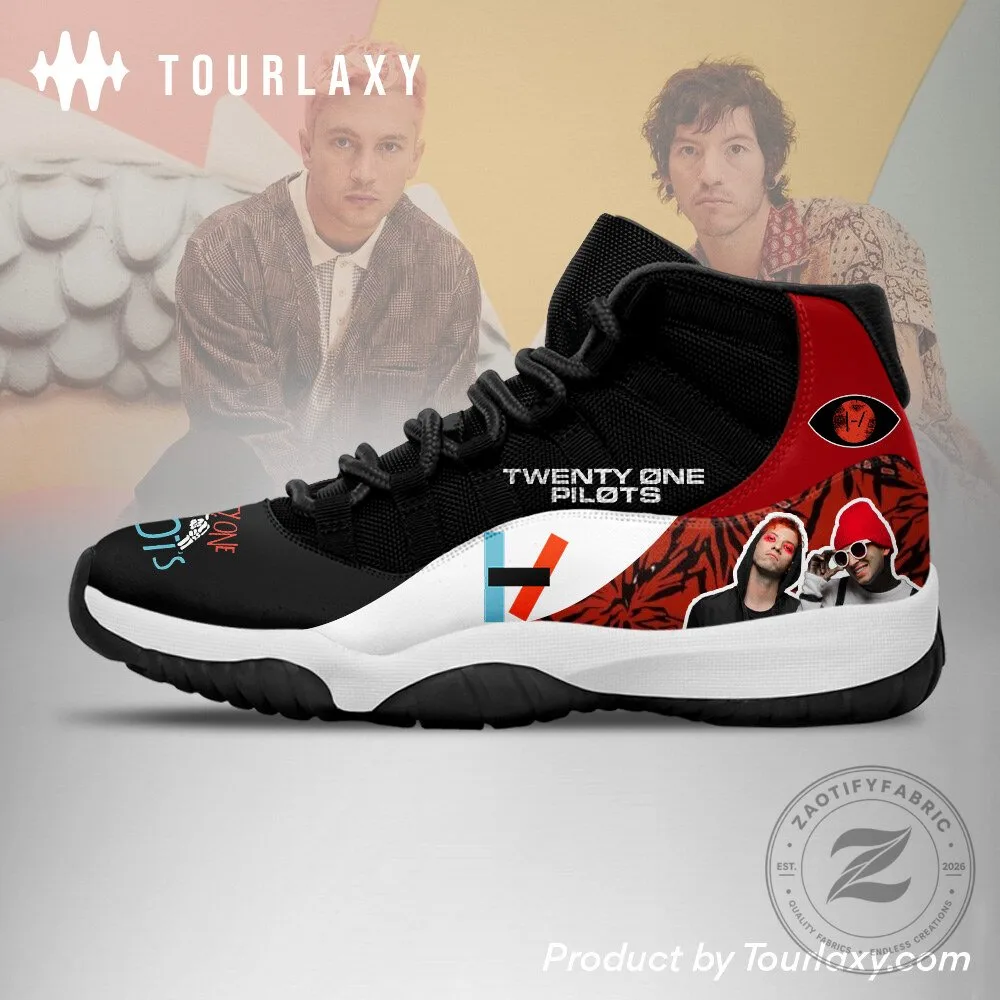 Twenty One Pilots Clancy Tour Black and Red High Top Sneakers 8 Twenty One Pilots Clancy Tour Black and Red High Top Sneakers
