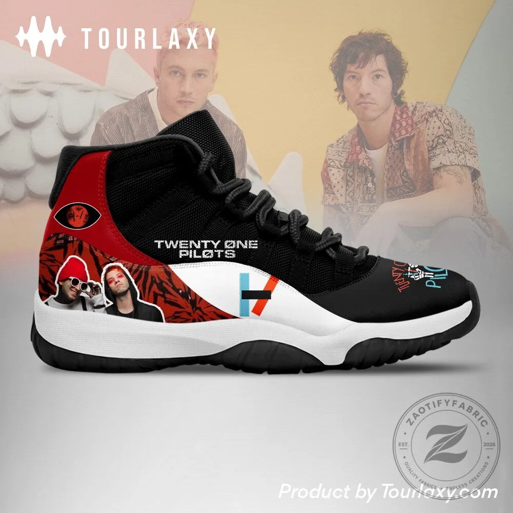 Twenty One Pilots Clancy Tour Black and Red High Top Sneakers 9 Twenty One Pilots Clancy Tour Black and Red High Top Sneakers