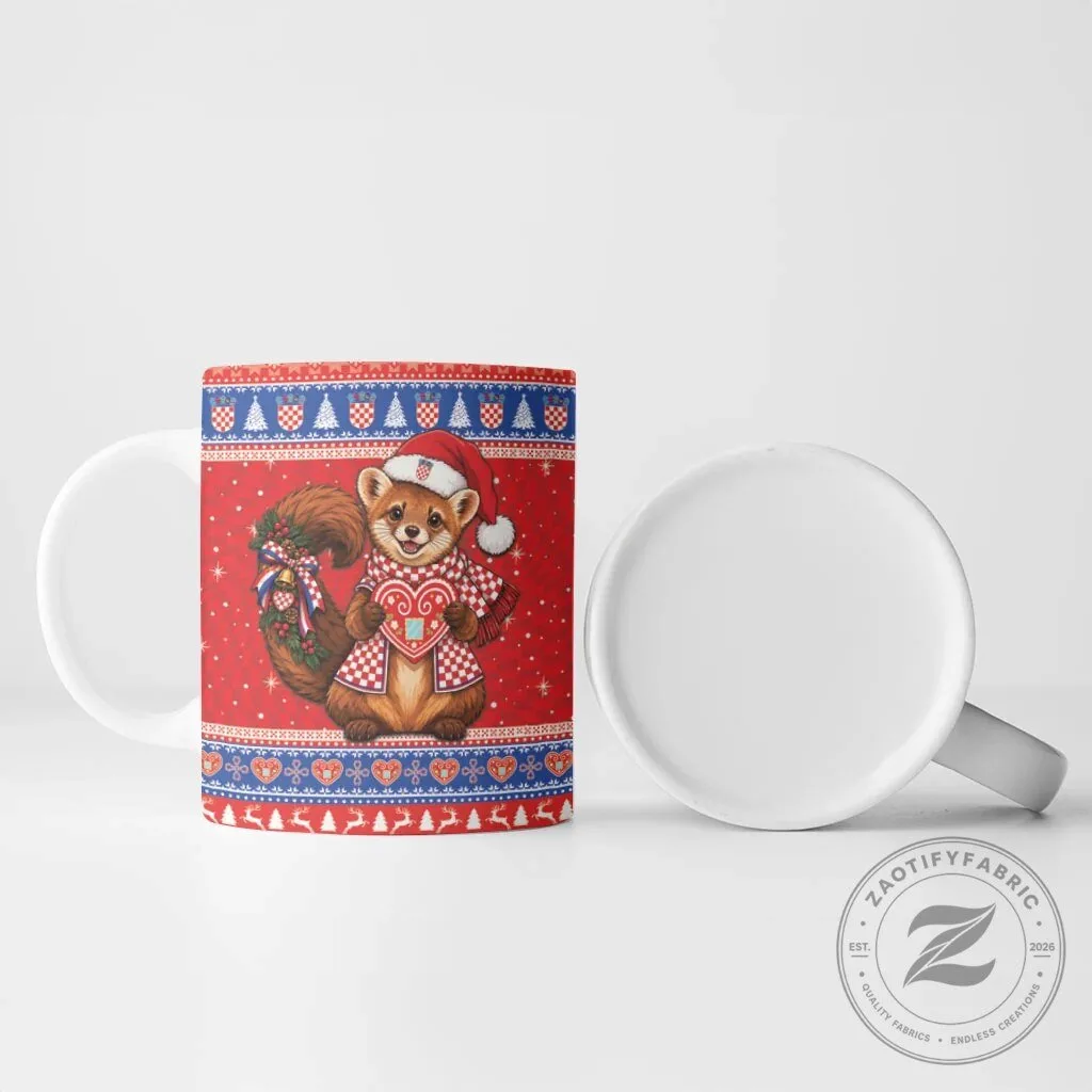 Croatian Kuna Christmas Holiday Mug with Licitar Heart Design 12 Croatian Kuna Christmas Holiday Mug with Licitar Heart Design