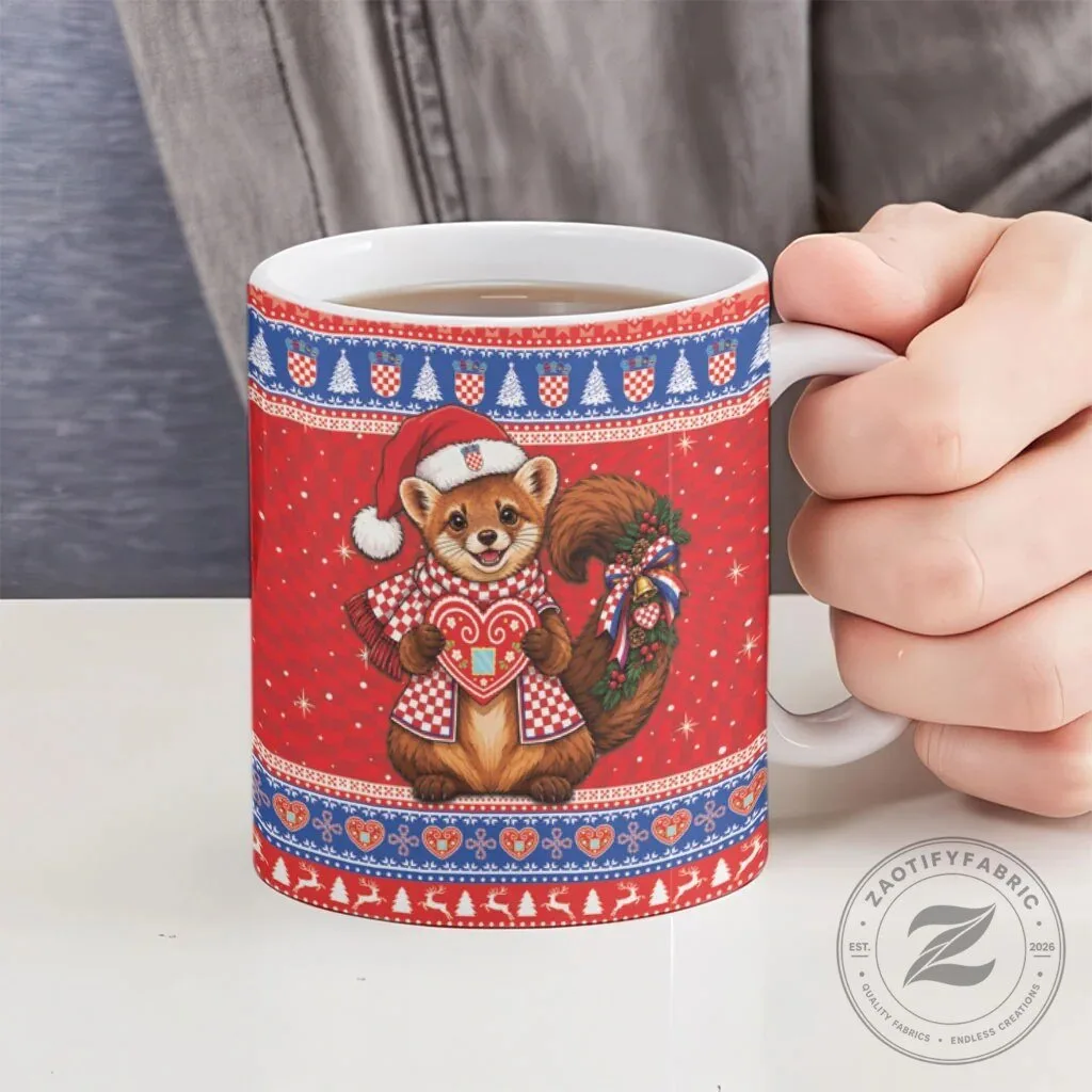 Croatian Kuna Christmas Holiday Mug with Licitar Heart Design 14 Croatian Kuna Christmas Holiday Mug with Licitar Heart Design