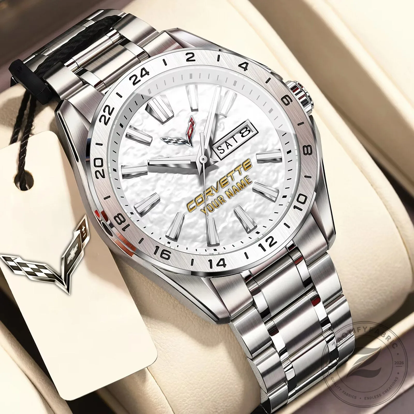Corvette C8 Stingray Personalized Name Blue Dial Stainless Steel Watch 17 Corvette C8 Stingray Personalized Name Blue Dial Stainless Steel Watch