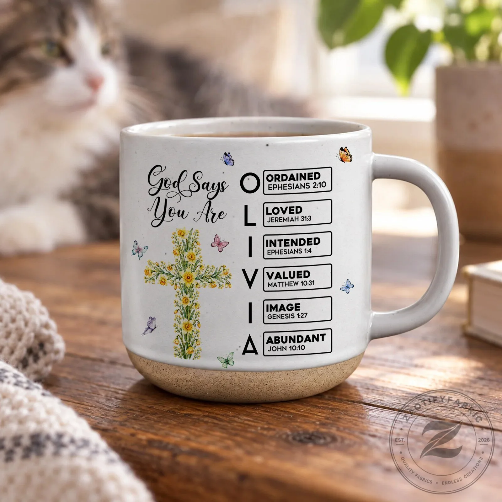 God Says I Am Personalized Christian Bible Verse Floral Cross Coffee Mug 13 God Says I Am Personalized Christian Bible Verse Floral Cross Coffee Mug