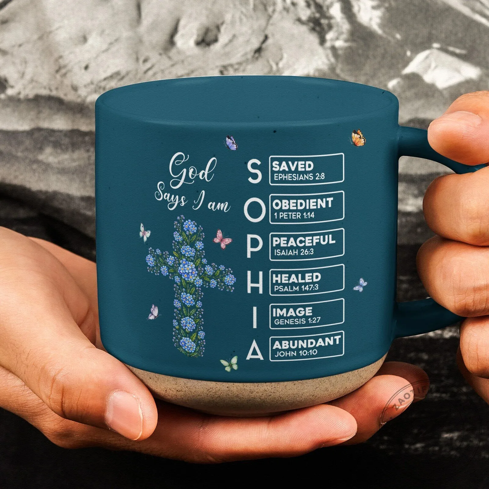 God Says I Am Personalized Christian Bible Verse Floral Cross Coffee Mug 15 God Says I Am Personalized Christian Bible Verse Floral Cross Coffee Mug