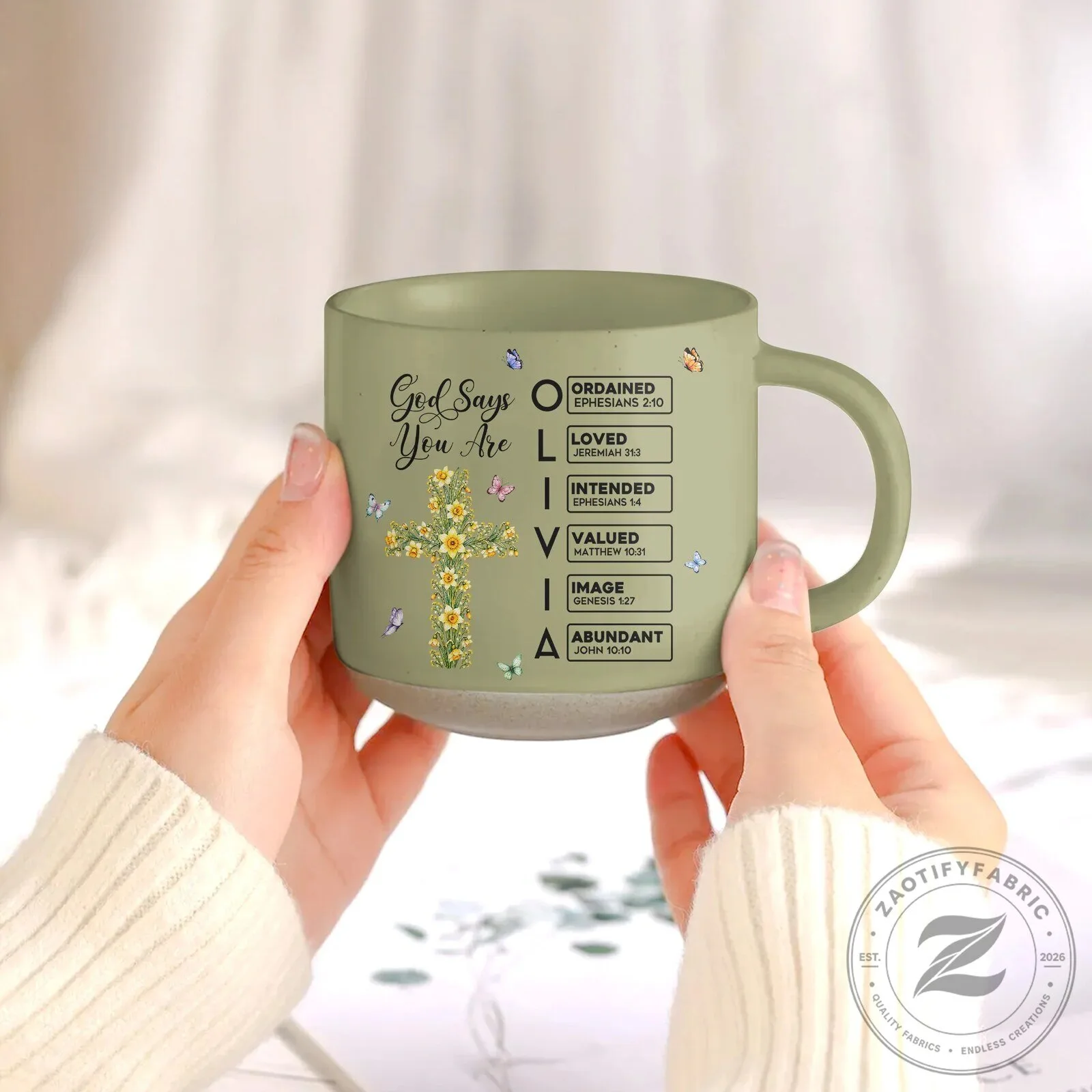 God Says I Am Personalized Christian Bible Verse Floral Cross Coffee Mug 17 God Says I Am Personalized Christian Bible Verse Floral Cross Coffee Mug