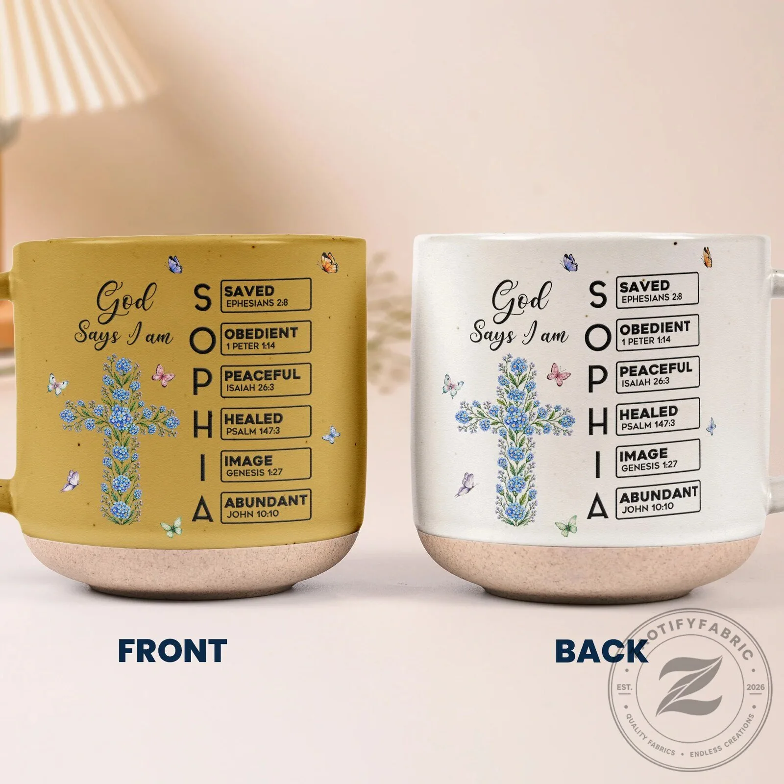 God Says I Am Personalized Christian Bible Verse Floral Cross Coffee Mug 18 God Says I Am Personalized Christian Bible Verse Floral Cross Coffee Mug