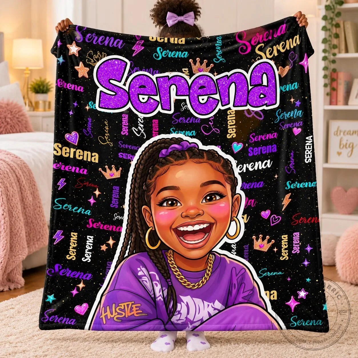 Personalized Aminata Name Blanket with Cartoon Girl and Stars for Kids Birthday 10 Personalized Aminata Name Blanket with Cartoon Girl and Stars for Kids Birthday