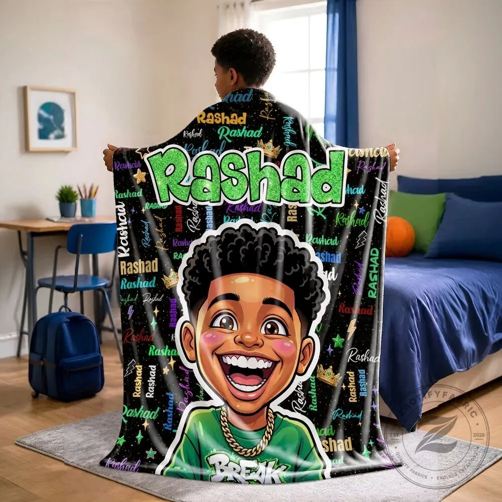 Personalized Aminata Name Blanket with Cartoon Girl and Stars for Kids Birthday 11 Personalized Aminata Name Blanket with Cartoon Girl and Stars for Kids Birthday