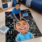 Personalized Aminata Name Blanket with Cartoon Girl and Stars for Kids Birthday 13 Personalized Aminata Name Blanket with Cartoon Girl and Stars for Kids Birthday