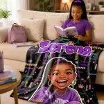 Personalized Aminata Name Blanket with Cartoon Girl and Stars for Kids Birthday 14 Personalized Aminata Name Blanket with Cartoon Girl and Stars for Kids Birthday