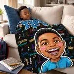 Personalized Aminata Name Blanket with Cartoon Girl and Stars for Kids Birthday 15 Personalized Aminata Name Blanket with Cartoon Girl and Stars for Kids Birthday
