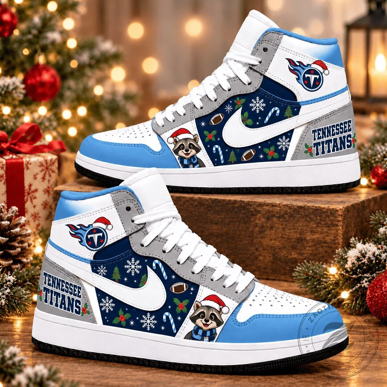 Tennessee Titans Christmas Holiday Air Jordan 1 High Top Shoes