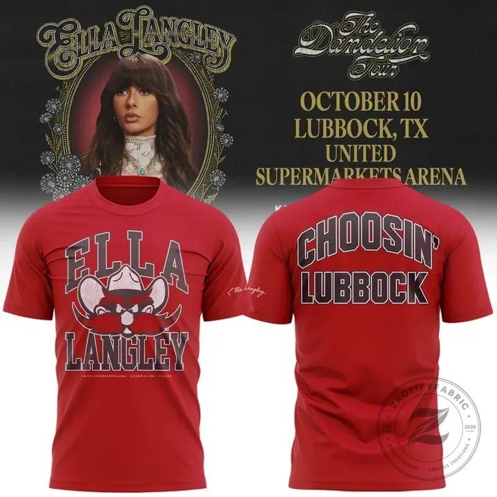 Texas Tech Red Raiders Concert T-Shirt by Ella Langley Choosin' in Lubbock 2 Texas Tech Red Raiders Concert T-Shirt by Ella Langley Choosin' in Lubbock