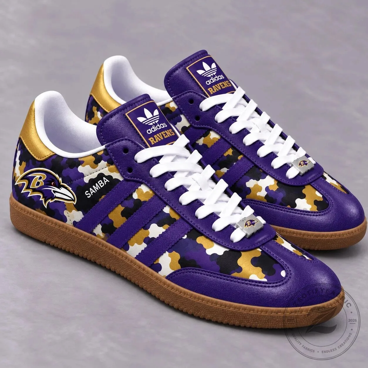 Baltimore Ravens NFL Team Logo Purple Camouflage Pattern Samba Shoes 5 Baltimore Ravens NFL Team Logo Purple Camouflage Pattern Samba Shoes