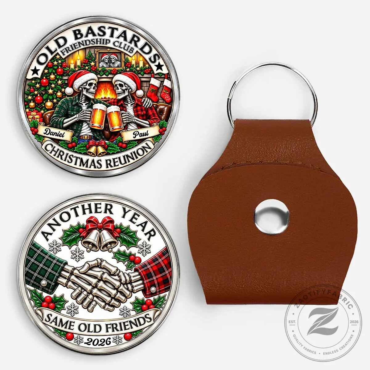 Old Bastards Friendship Club Christmas Reunion Personalized Keychain