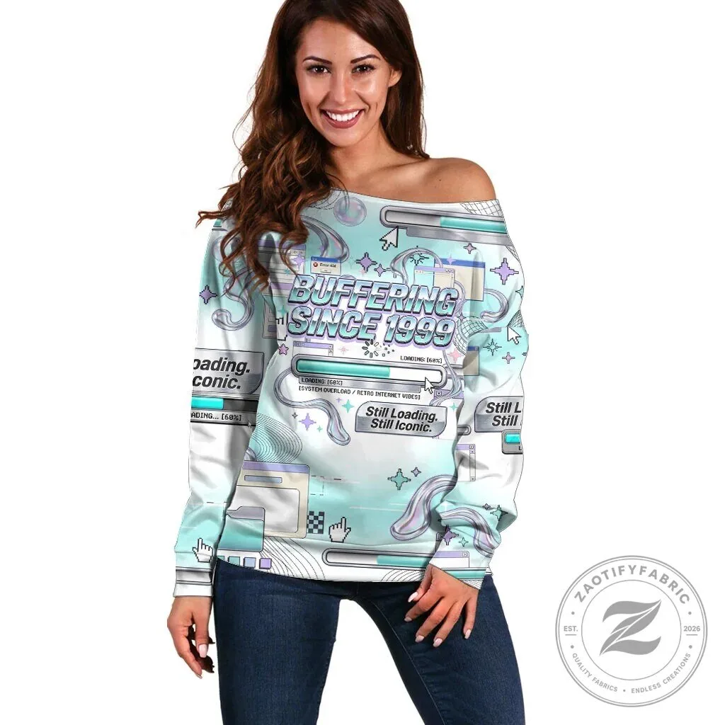Buffering Since 1999 Off Shoulder Retro Internet Vibes Sweatshirt 42 Buffering Since 1999 Off Shoulder Retro Internet Vibes Sweatshirt