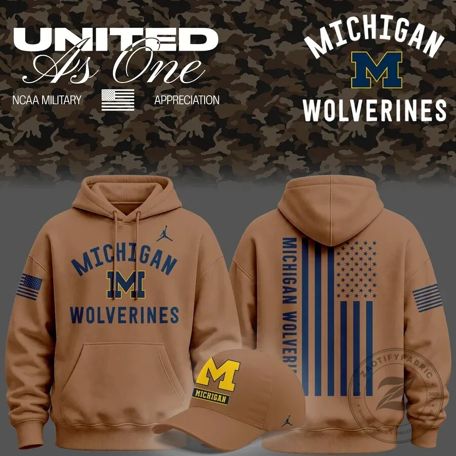 Michigan Wolverines Military Appreciation United As One NCAA Hoodie 9 Michigan Wolverines Military Appreciation United As One NCAA Hoodie