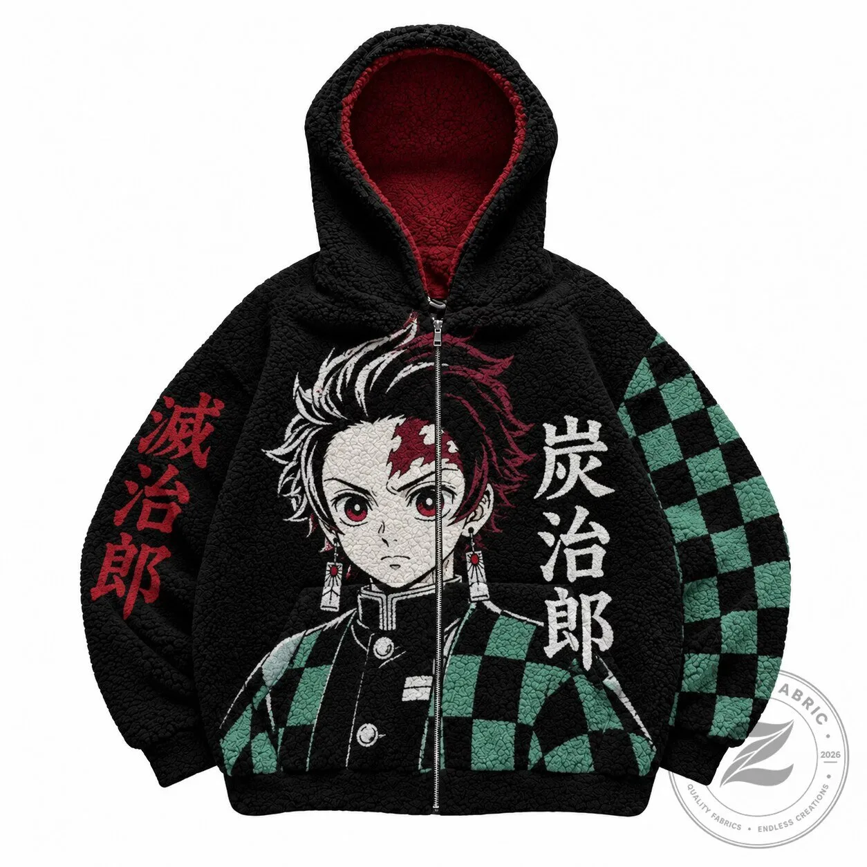 Demon Slayer Tanjiro Kamado Anime Manga Character Fleece Zip-Up Hoodie 4 Demon Slayer Tanjiro Kamado Anime Manga Character Fleece Zip-Up Hoodie