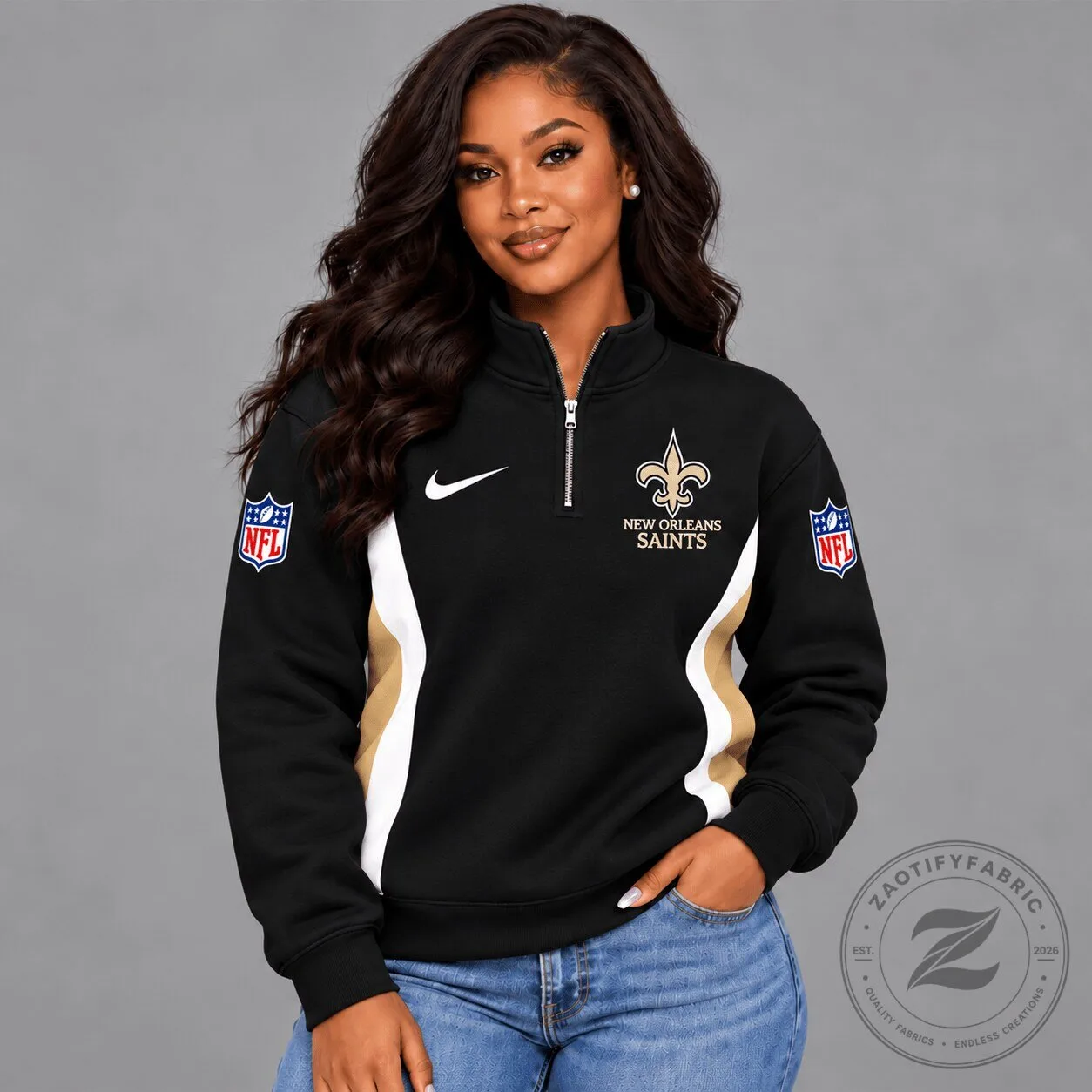 Quarter-Zip Sweatshirt for New Orleans Saints Fans in the NFL 2 Quarter-Zip Sweatshirt for New Orleans Saints Fans in the NFL