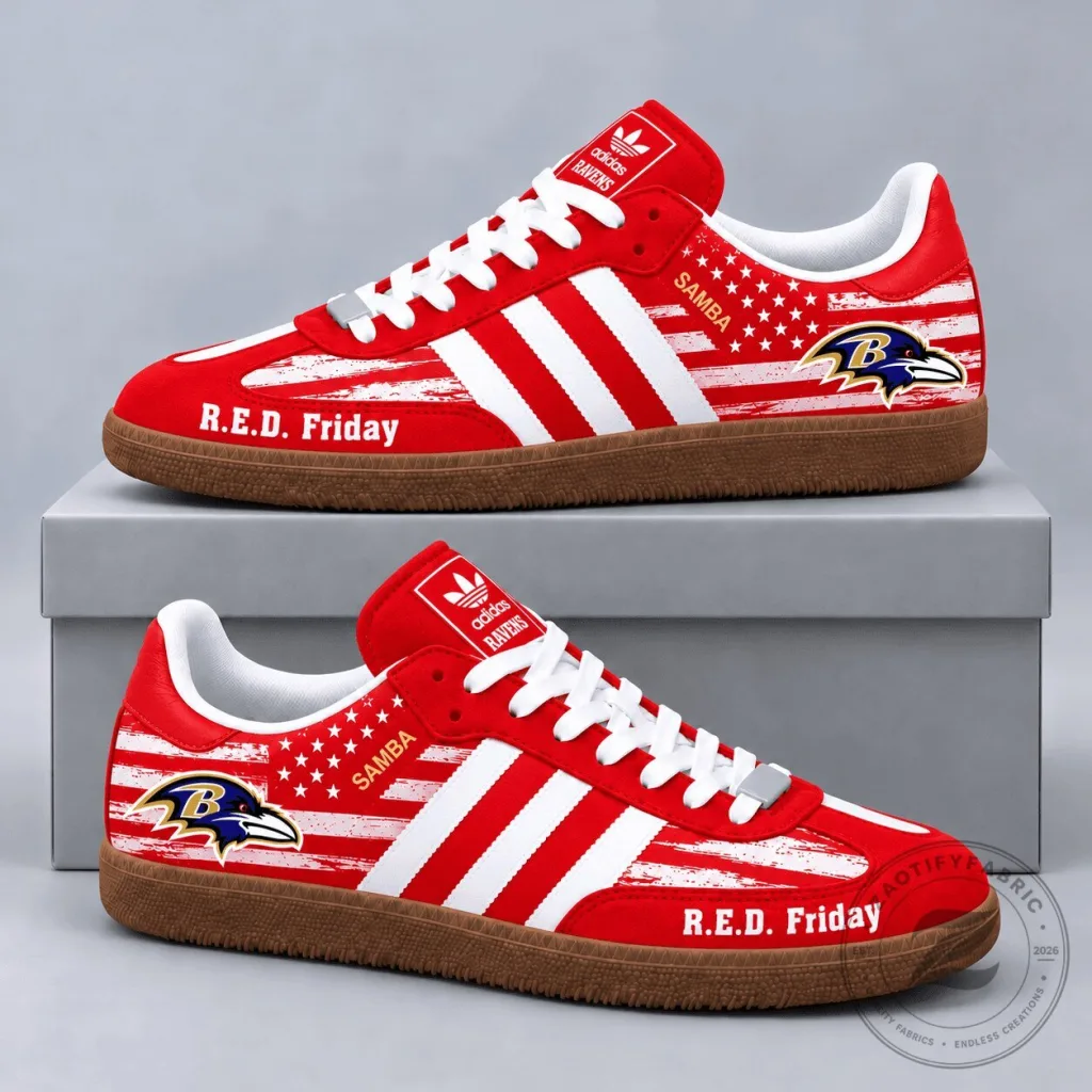 Samba OG Shoes featuring the Baltimore Ravens R.E.D. Friday and Patriotic American Flag design Samba OG Shoes featuring the Baltimore Ravens R.E.D. Friday and Patriotic American Flag design