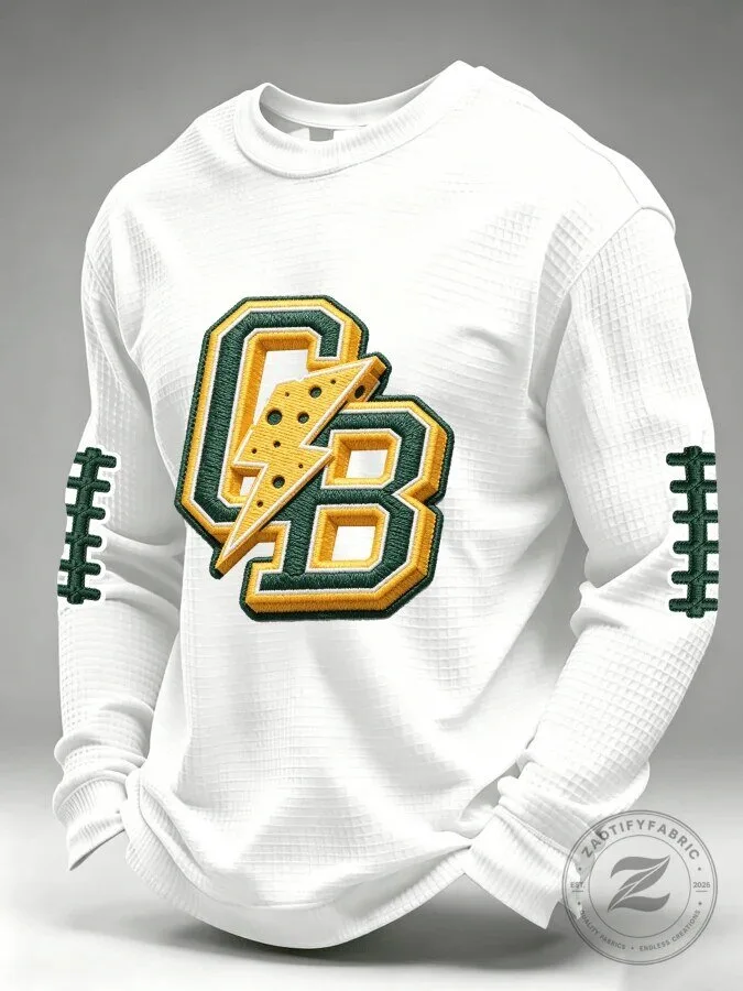 Green Bay Football Team Waffle Knit Long Sleeve Crewneck Shirt 9 Green Bay Football Team Waffle Knit Long Sleeve Crewneck Shirt