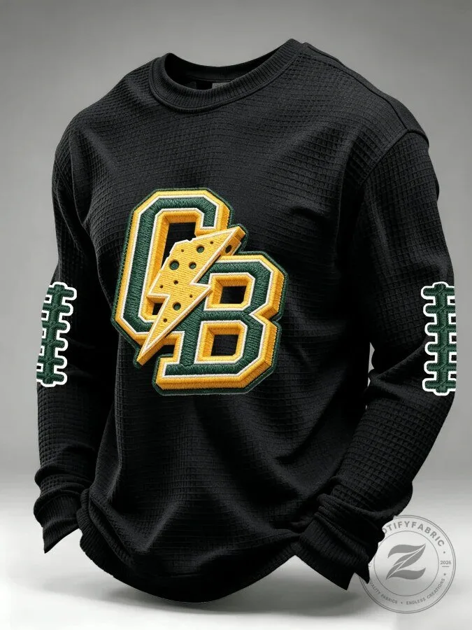Green Bay Football Team Waffle Knit Long Sleeve Crewneck Shirt 10 Green Bay Football Team Waffle Knit Long Sleeve Crewneck Shirt