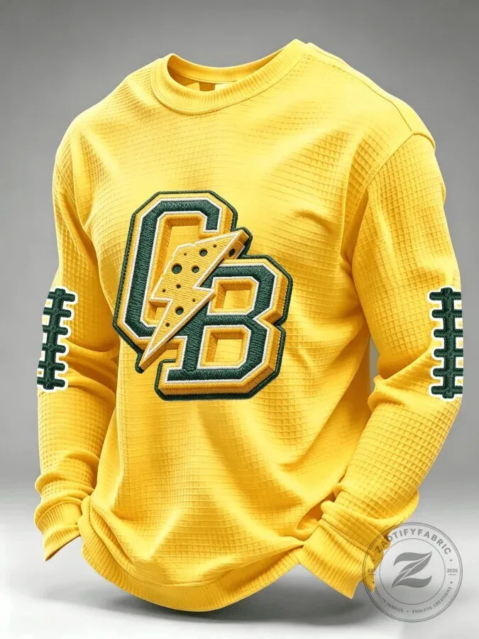 Green Bay Football Team Waffle Knit Long Sleeve Crewneck Shirt 11 Green Bay Football Team Waffle Knit Long Sleeve Crewneck Shirt