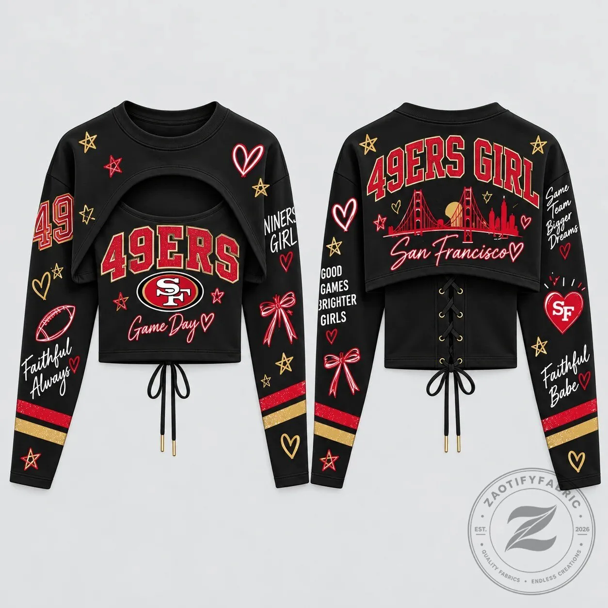 San Francisco 49ers Girl Cropped Shrug and Cami Set 10 San Francisco 49ers Girl Cropped Shrug and Cami Set