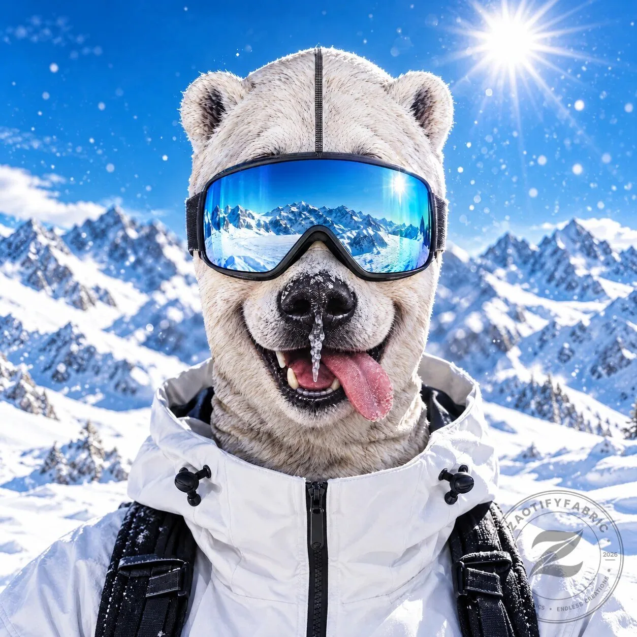 Funny Polar Bear Skiing Winter Sports Balaclava Face Mask Headwear