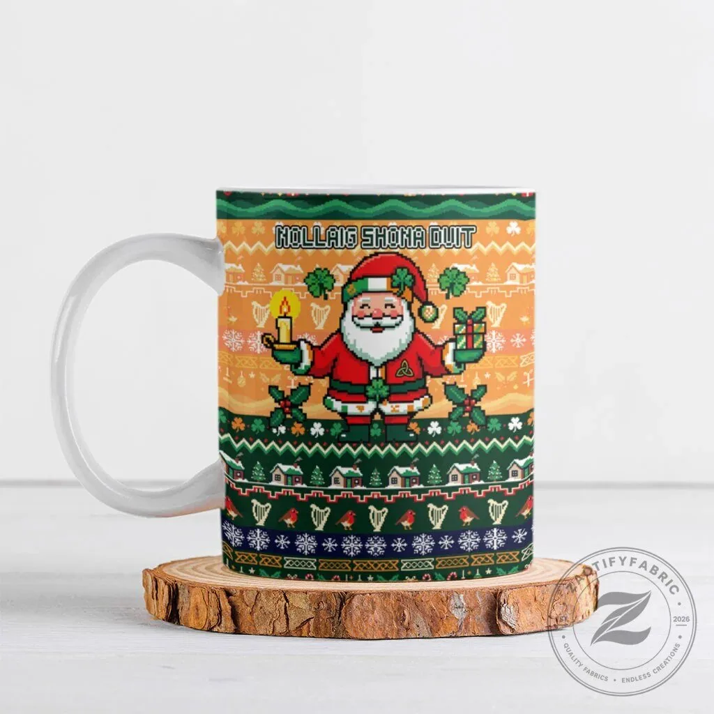 Irish Christmas Nollaig Shona Duit Santa Claus Ceramic Mug