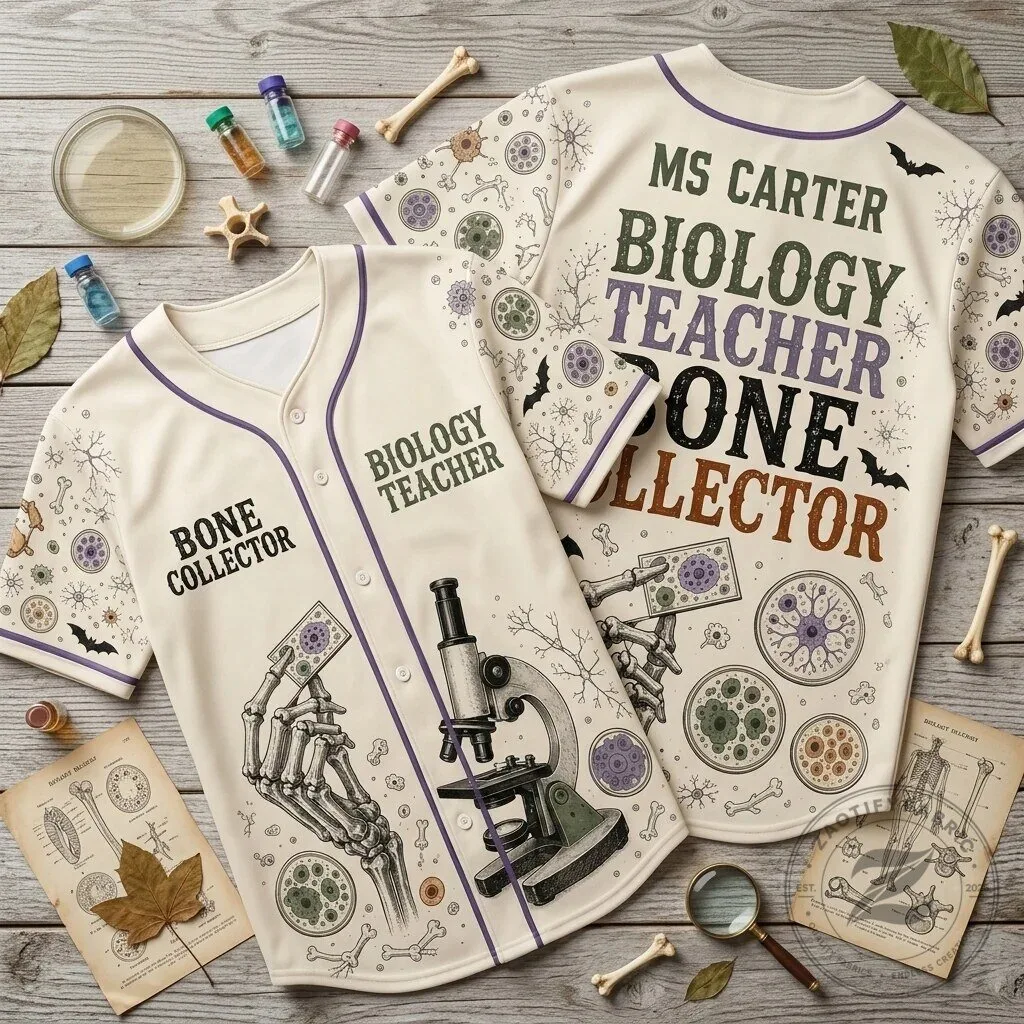 Personalized Biology Teacher Bone Collector Science Baseball Jersey