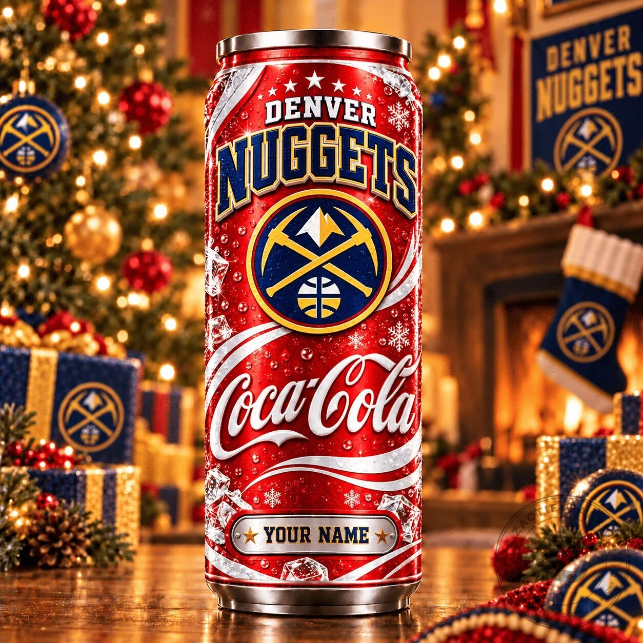 Denver Nuggets Coca-Cola Custom Name Christmas Holiday Can Tumbler