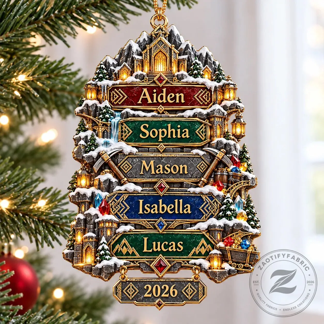 Personalized Lord of the Rings Inspired Christmas Ornament with Family Names