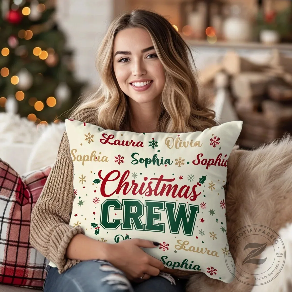 Personalized Christmas Crew Family Name Holiday Throw Pillow 10 Personalized Christmas Crew Family Name Holiday Throw Pillow