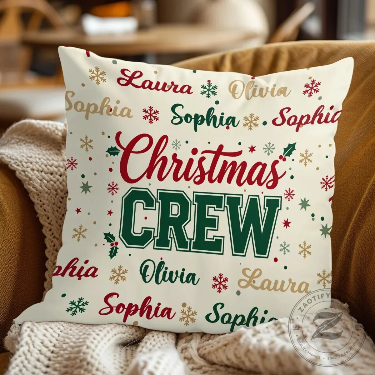 Personalized Christmas Crew Family Name Holiday Throw Pillow 11 Personalized Christmas Crew Family Name Holiday Throw Pillow