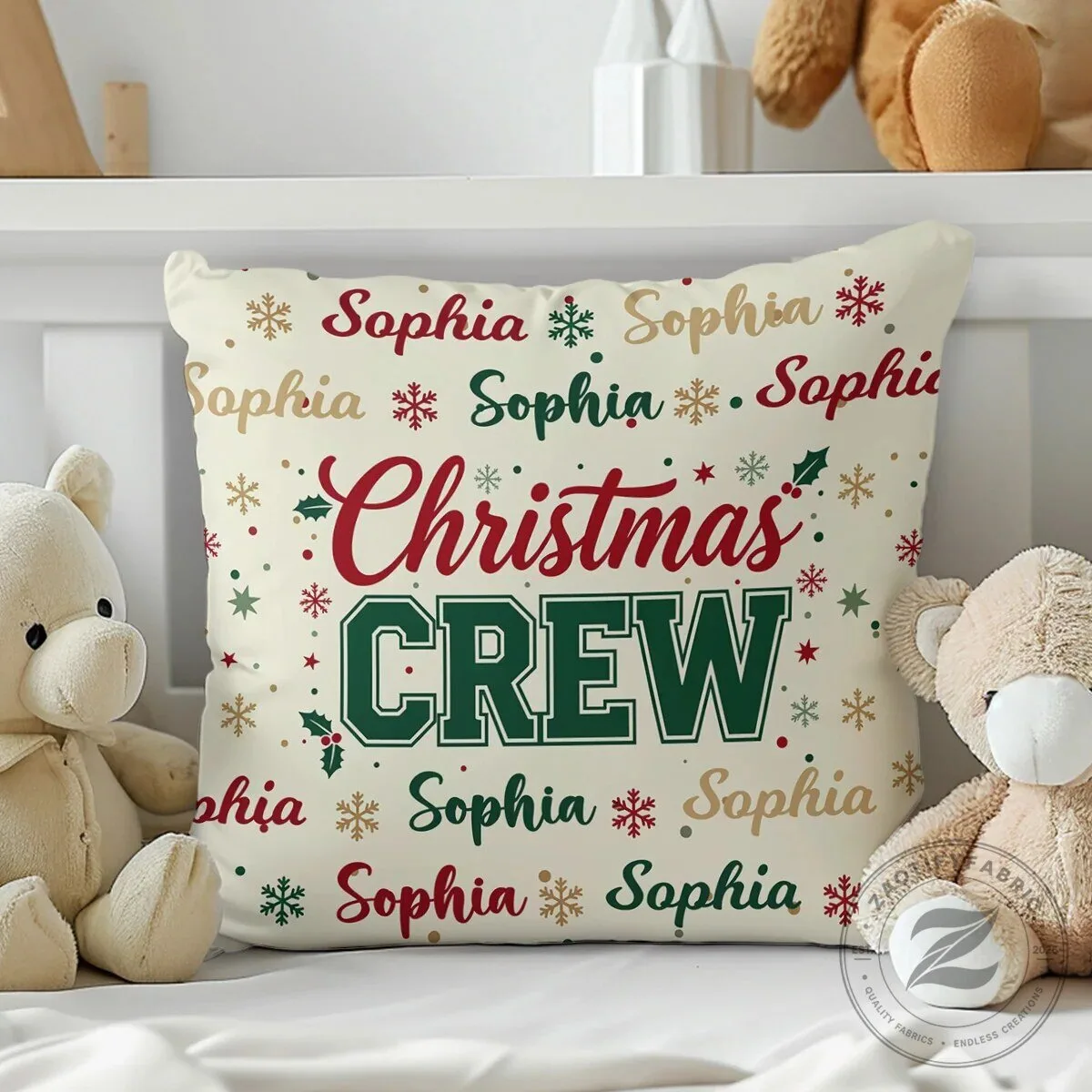 Personalized Christmas Crew Family Name Holiday Throw Pillow 13 Personalized Christmas Crew Family Name Holiday Throw Pillow