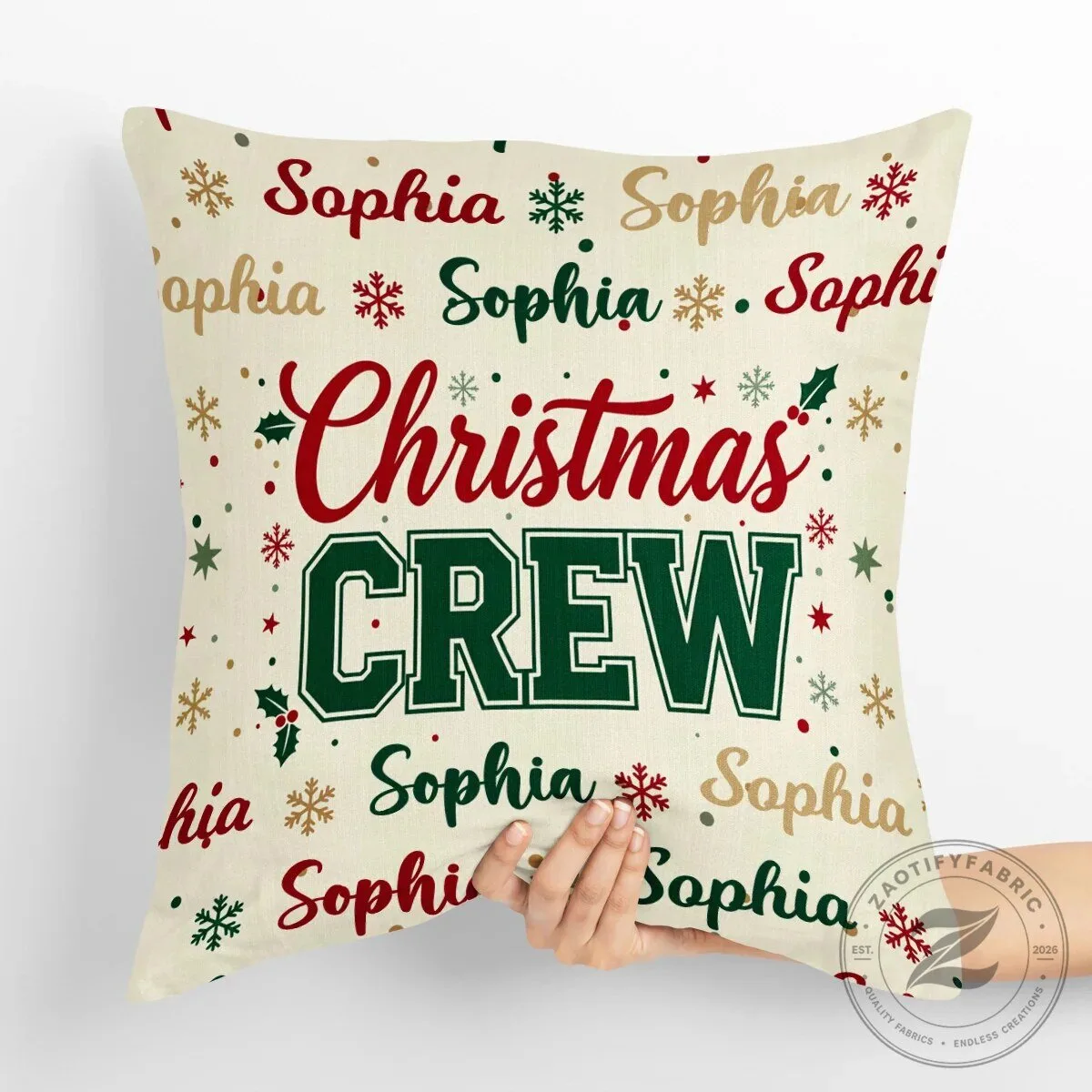 Personalized Christmas Crew Family Name Holiday Throw Pillow 15 Personalized Christmas Crew Family Name Holiday Throw Pillow